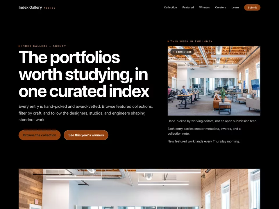 Homepage page in the Agency theme, screenshot 1