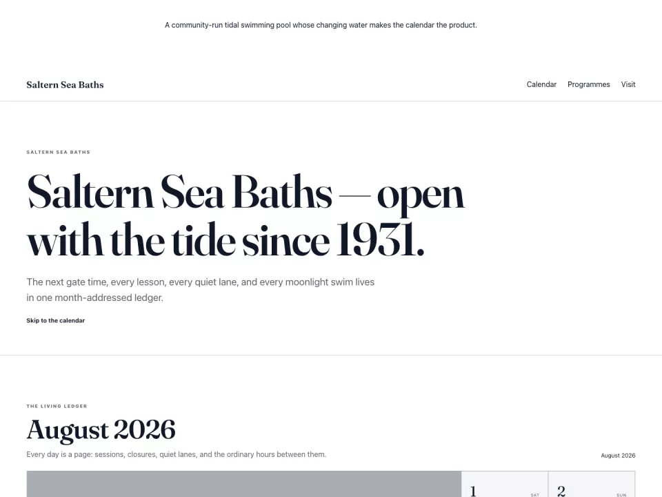 Homepage page in the Almanac theme, screenshot 1