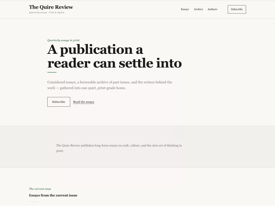 Homepage page in the Blog theme, screenshot 1