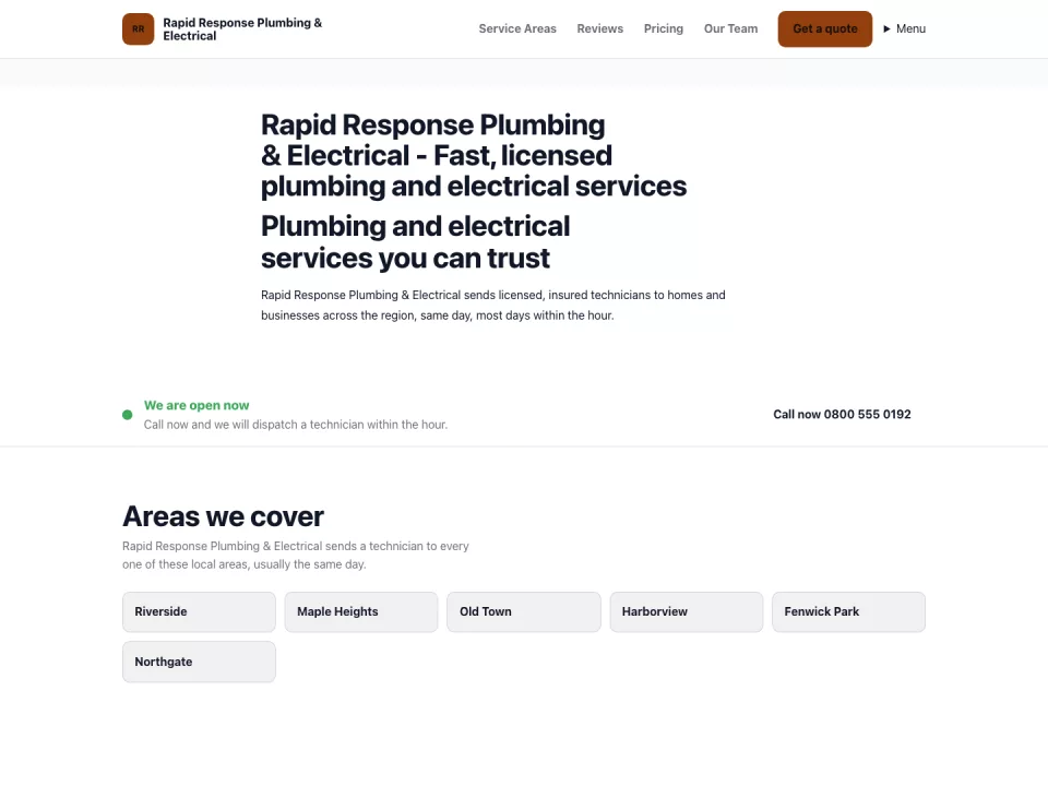 Homepage page in the Business theme, screenshot 1