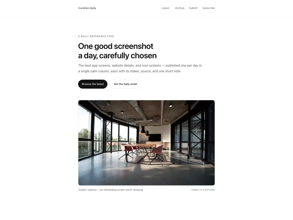 Homepage page in the Curated theme, screenshot 1