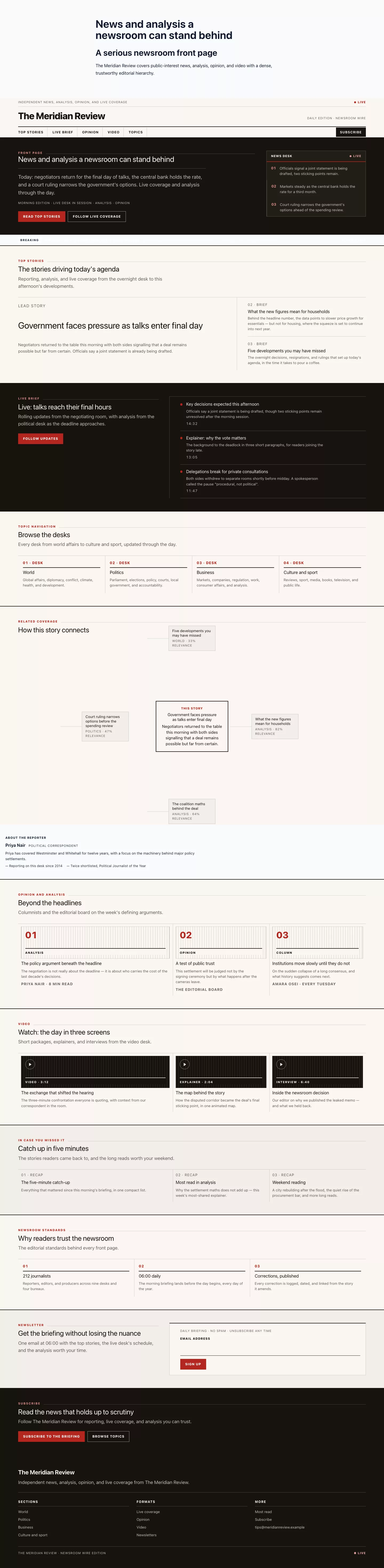 Homepage page in the Editorial theme, screenshot 1
