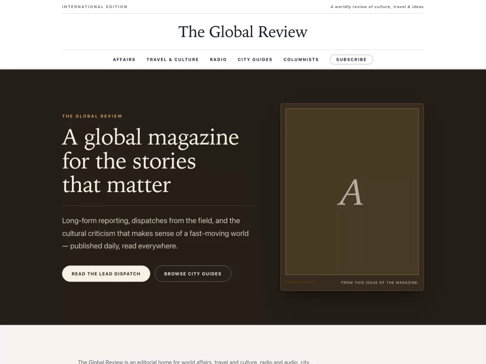 Homepage page in the Magazine theme, screenshot 1