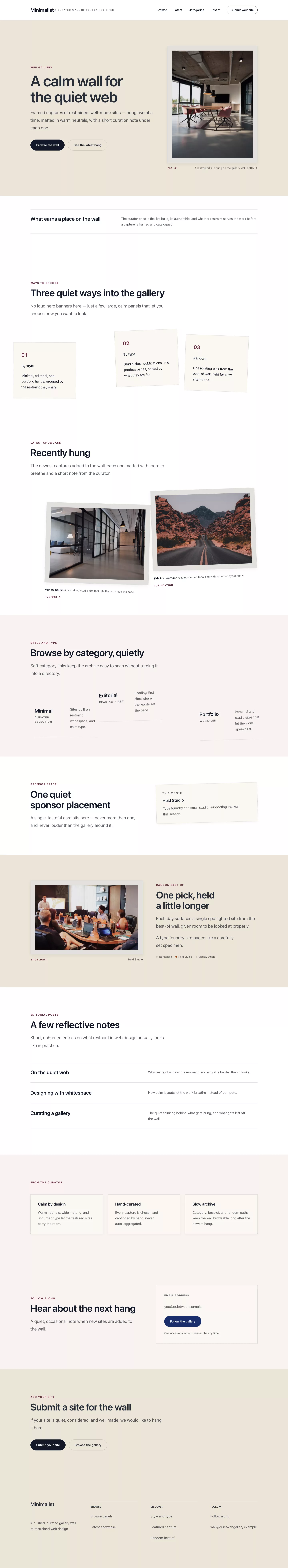 Homepage page in the Minimalist theme, screenshot 1