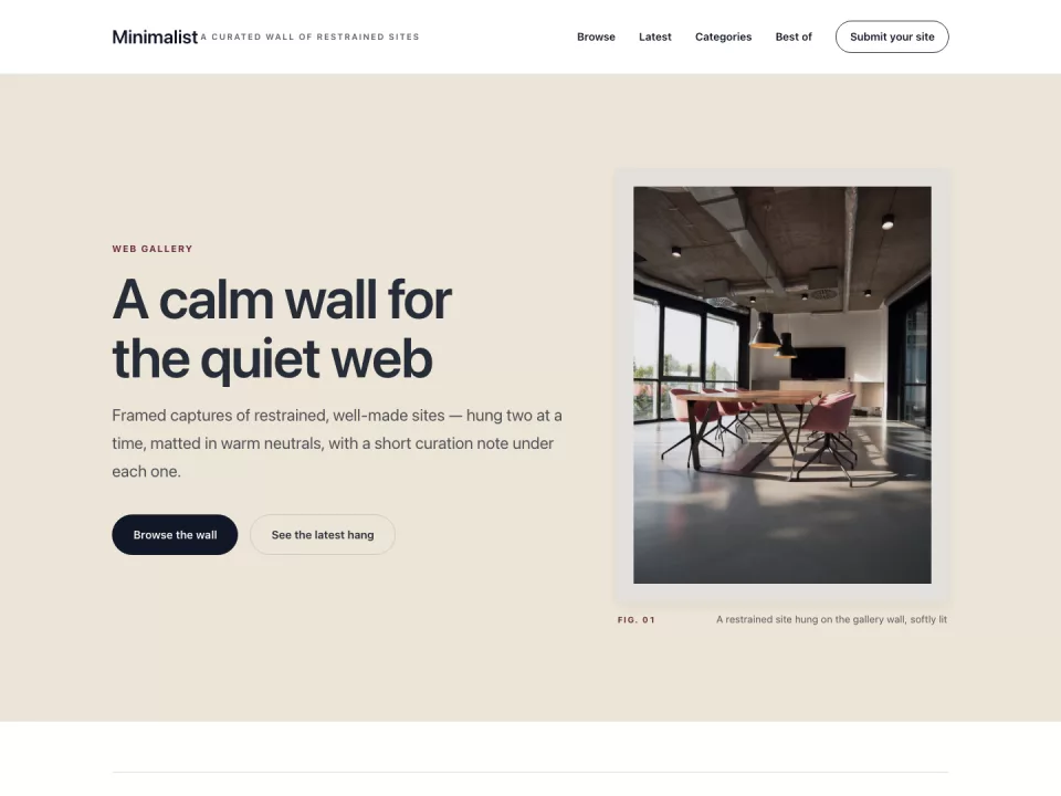 Homepage page in the Minimalist theme, screenshot 1