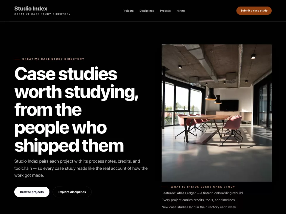 Homepage page in the Portfolio theme, screenshot 1