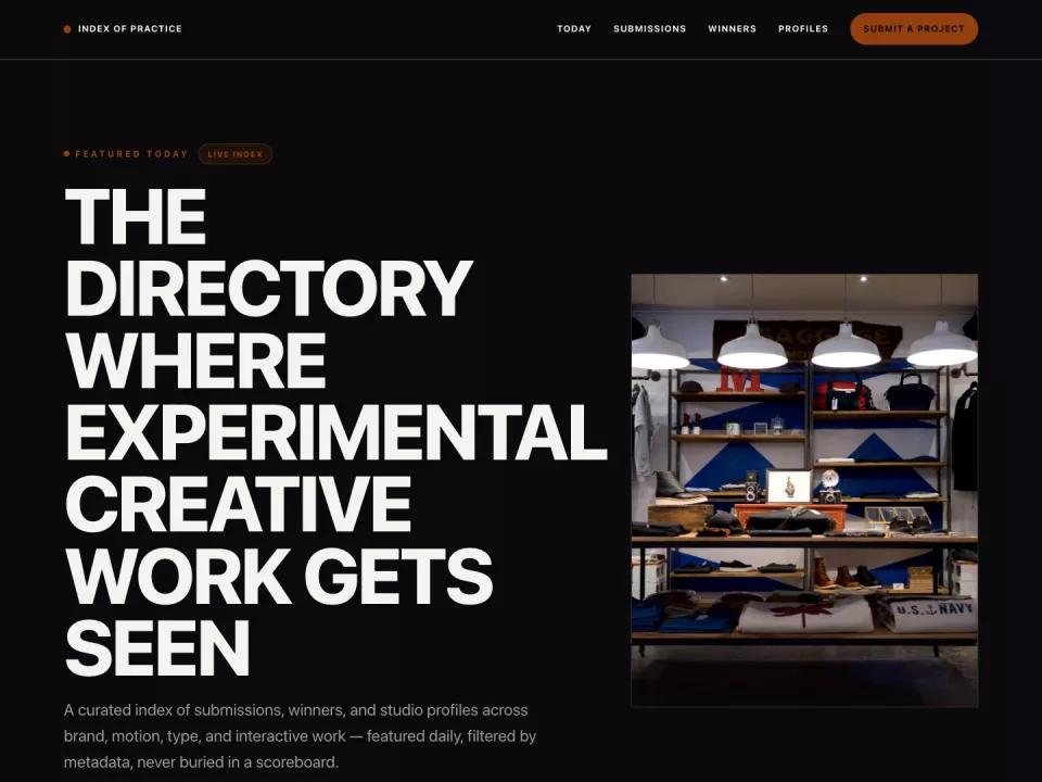 Homepage page in the Submissions theme, screenshot 1