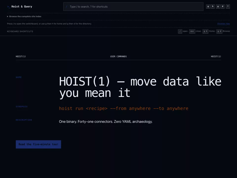 Homepage page in the Switchboard theme, screenshot 1