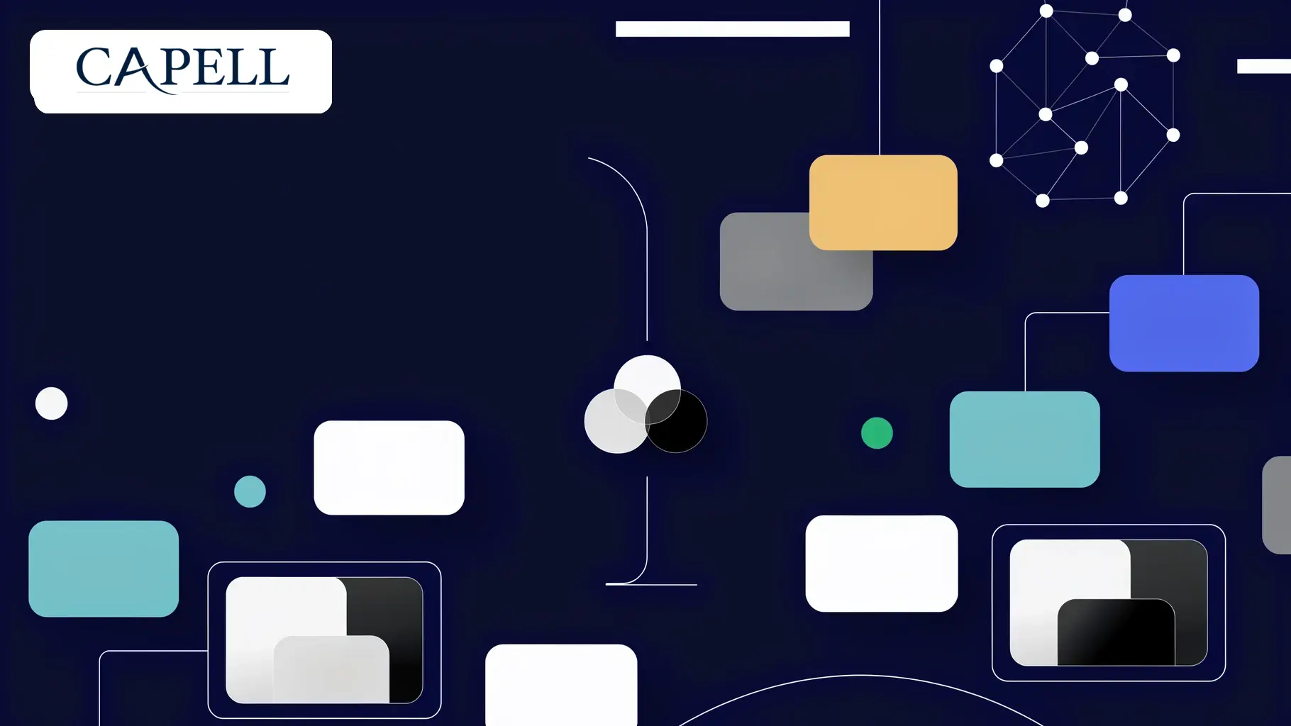 Capell community artwork showing contributors, package authors, experts, events, and showcase nodes connected around the product.