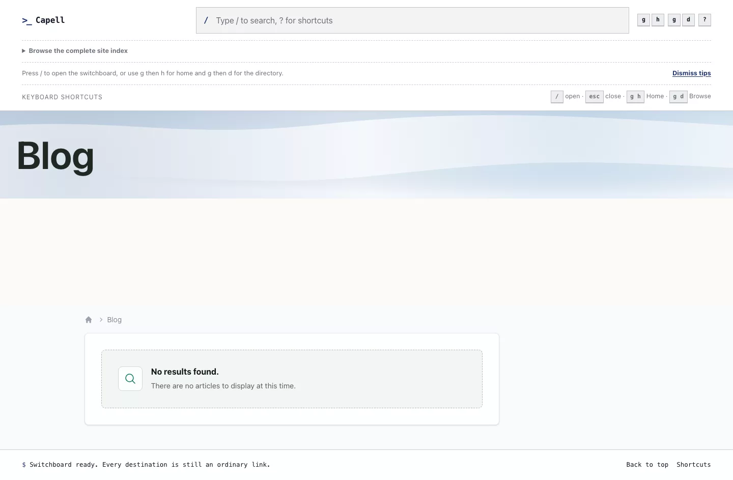 Published blog landing page rendered on the public frontend