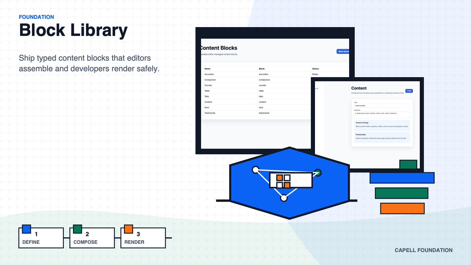 Block Library marketplace hero artwork.