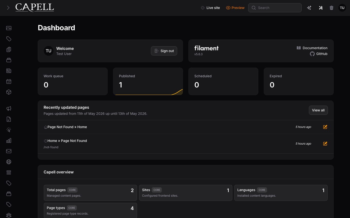 Login Audit dashboard widget in dark mode