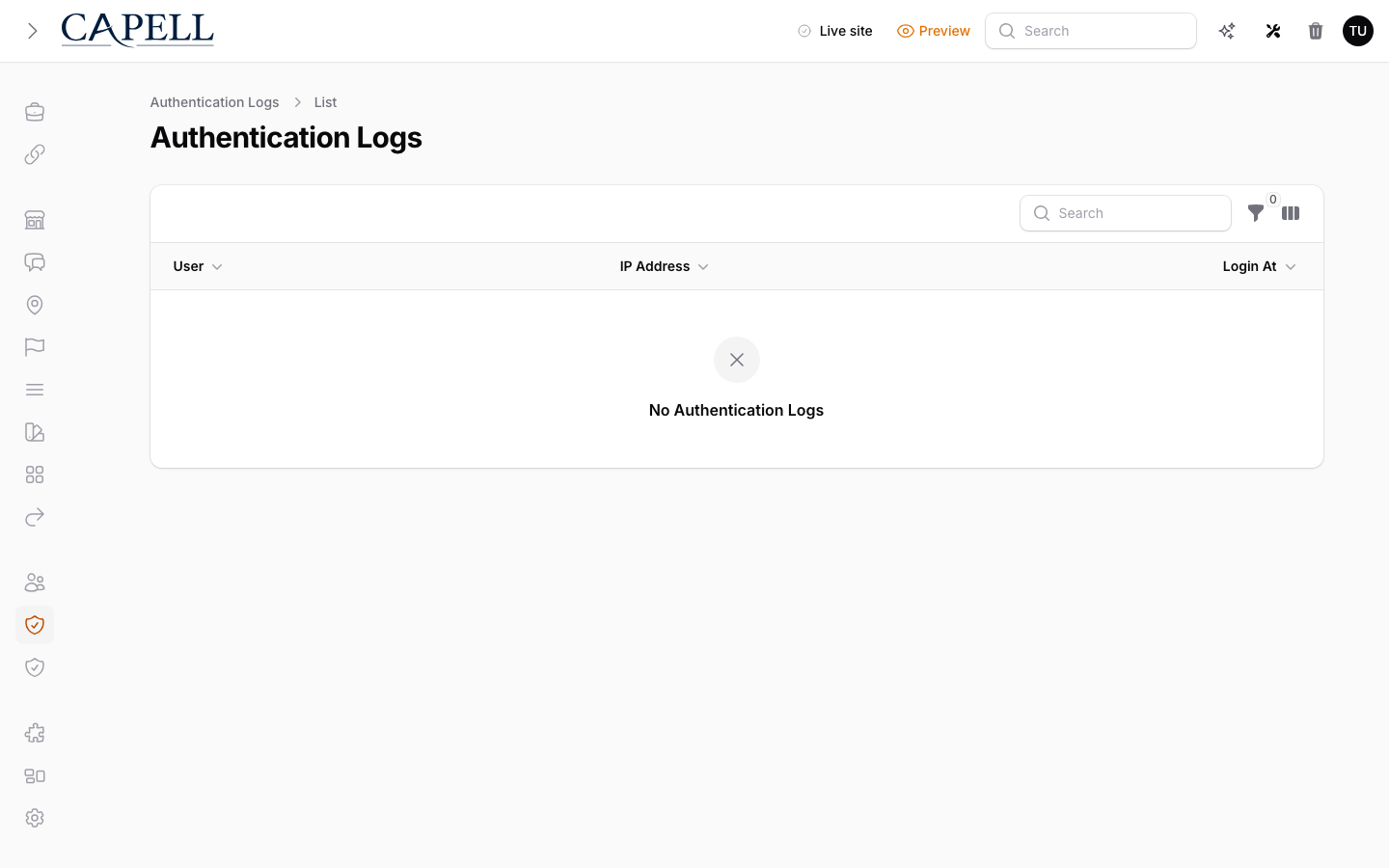 Login Audit admin index listing successful and failed authentication events