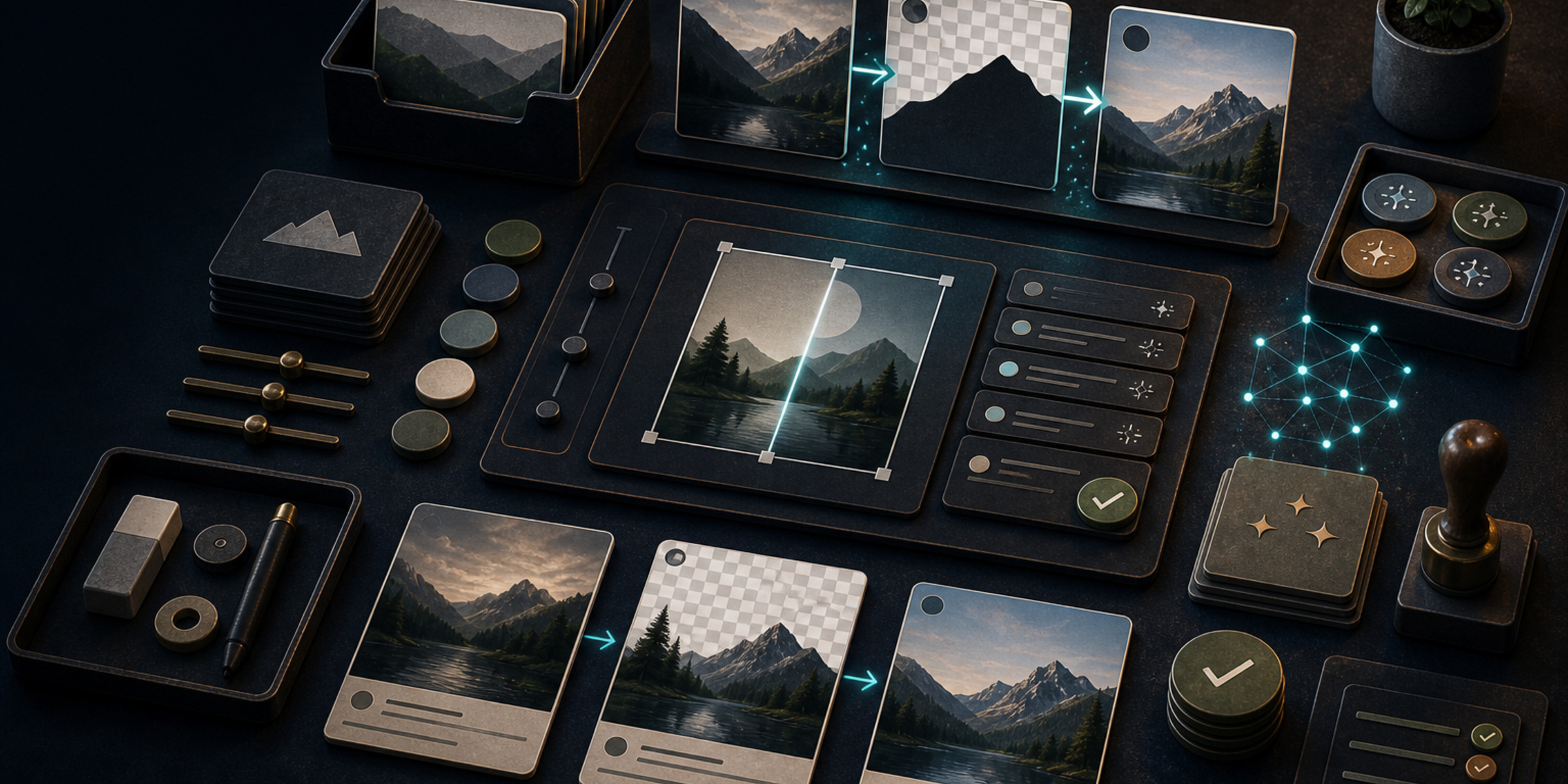 Media AI marketplace hero artwork.