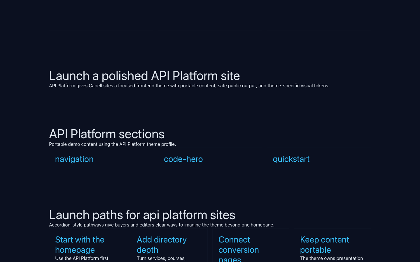 API Platform Homepage demo page screenshot