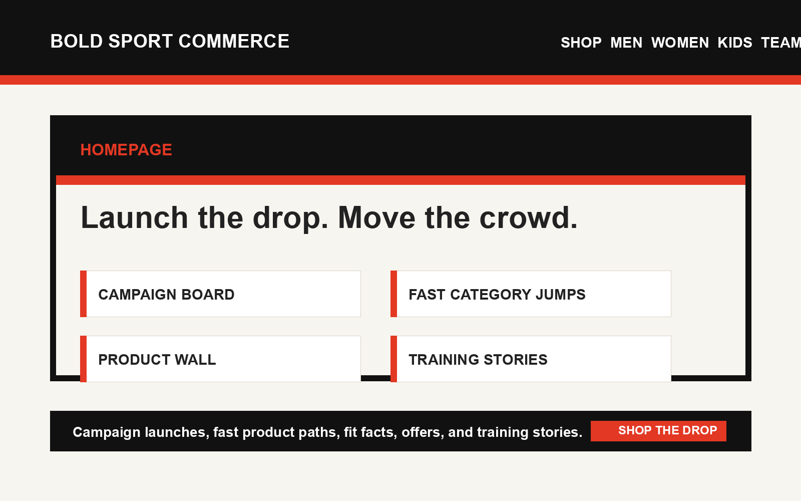 Bold Sport Commerce homepage preview