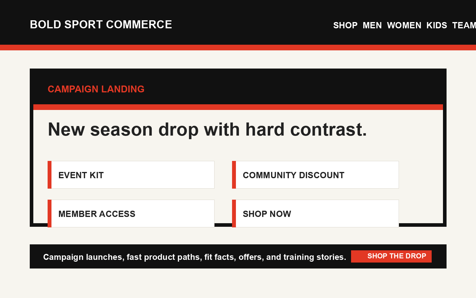 Bold Sport Commerce landing page preview