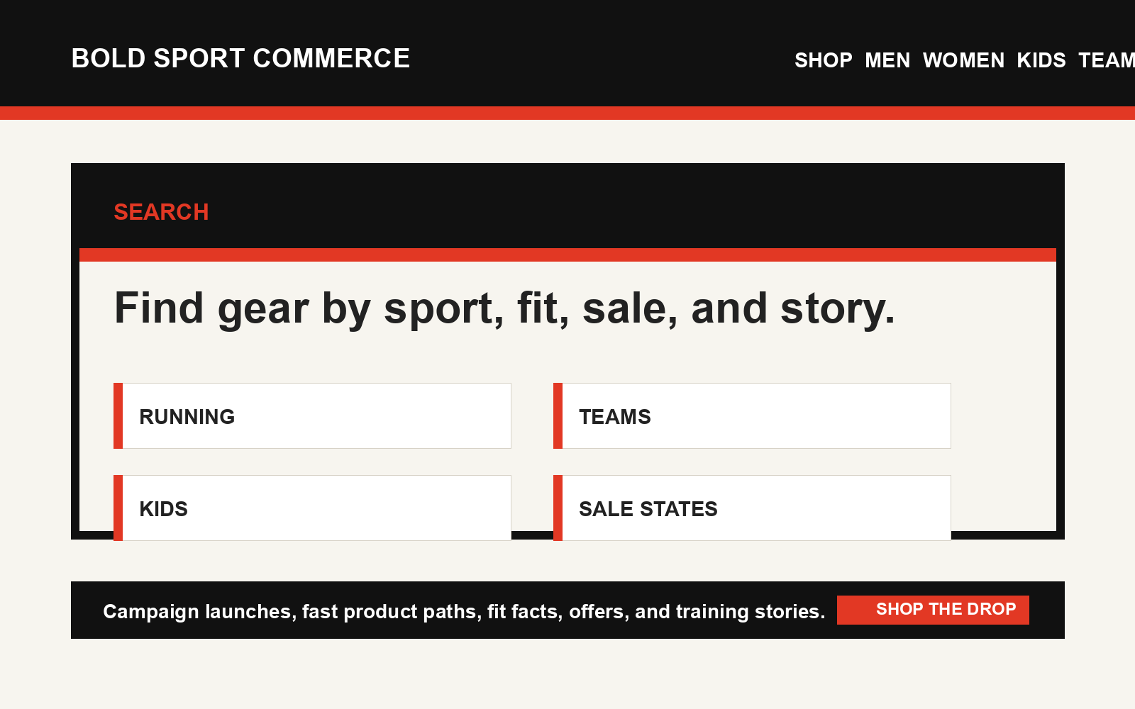 Bold Sport Commerce search results preview