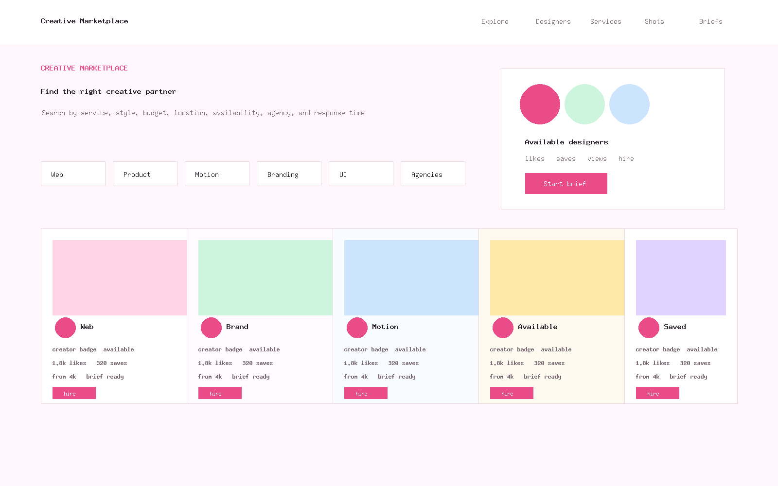 Creative Marketplace search results preview