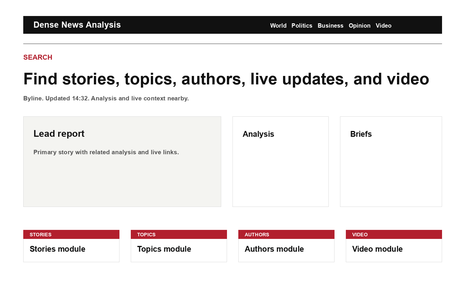 Dense News Analysis search results preview