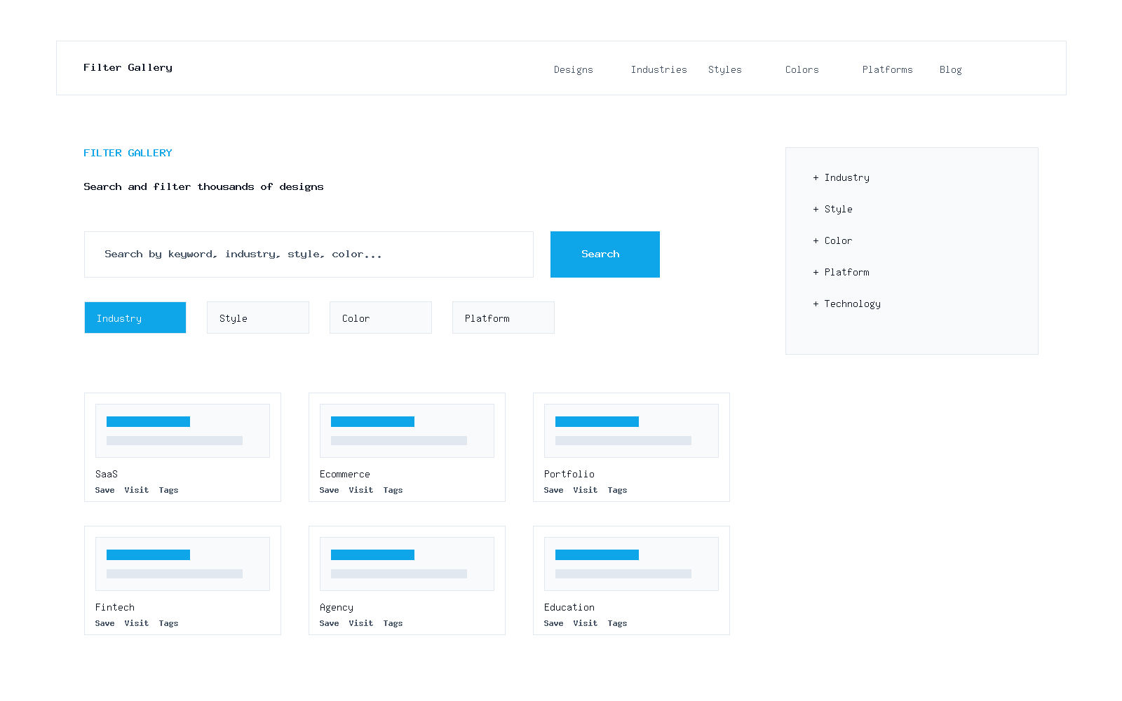 Filter Gallery homepage preview