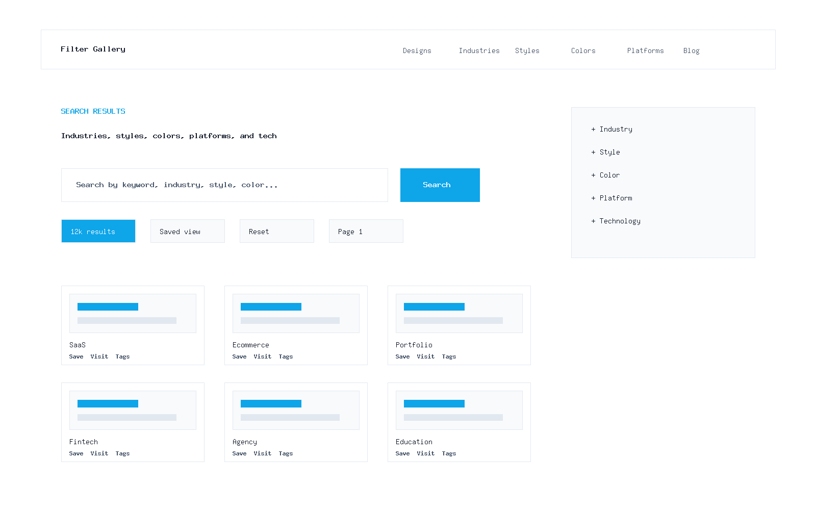 Filter Gallery search results preview