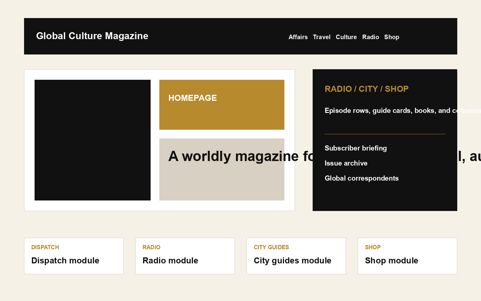 Global Culture Magazine homepage preview