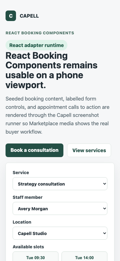 Theme Inertia Bookings React mobile booking request layout.
