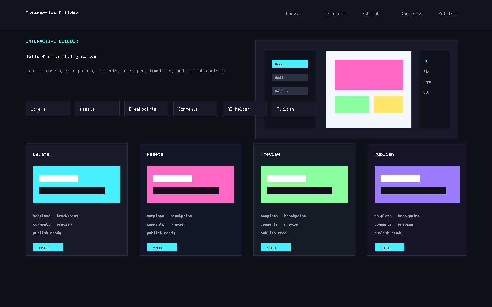 Interactive Builder homepage preview