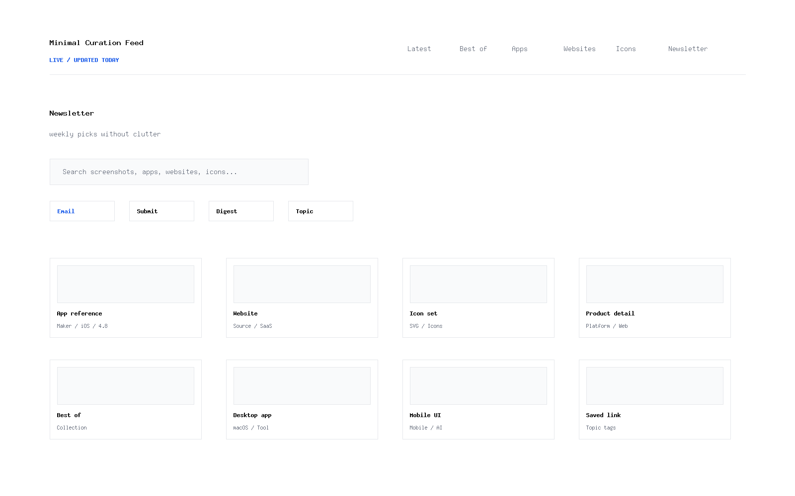 Minimal Curation Feed contact form preview