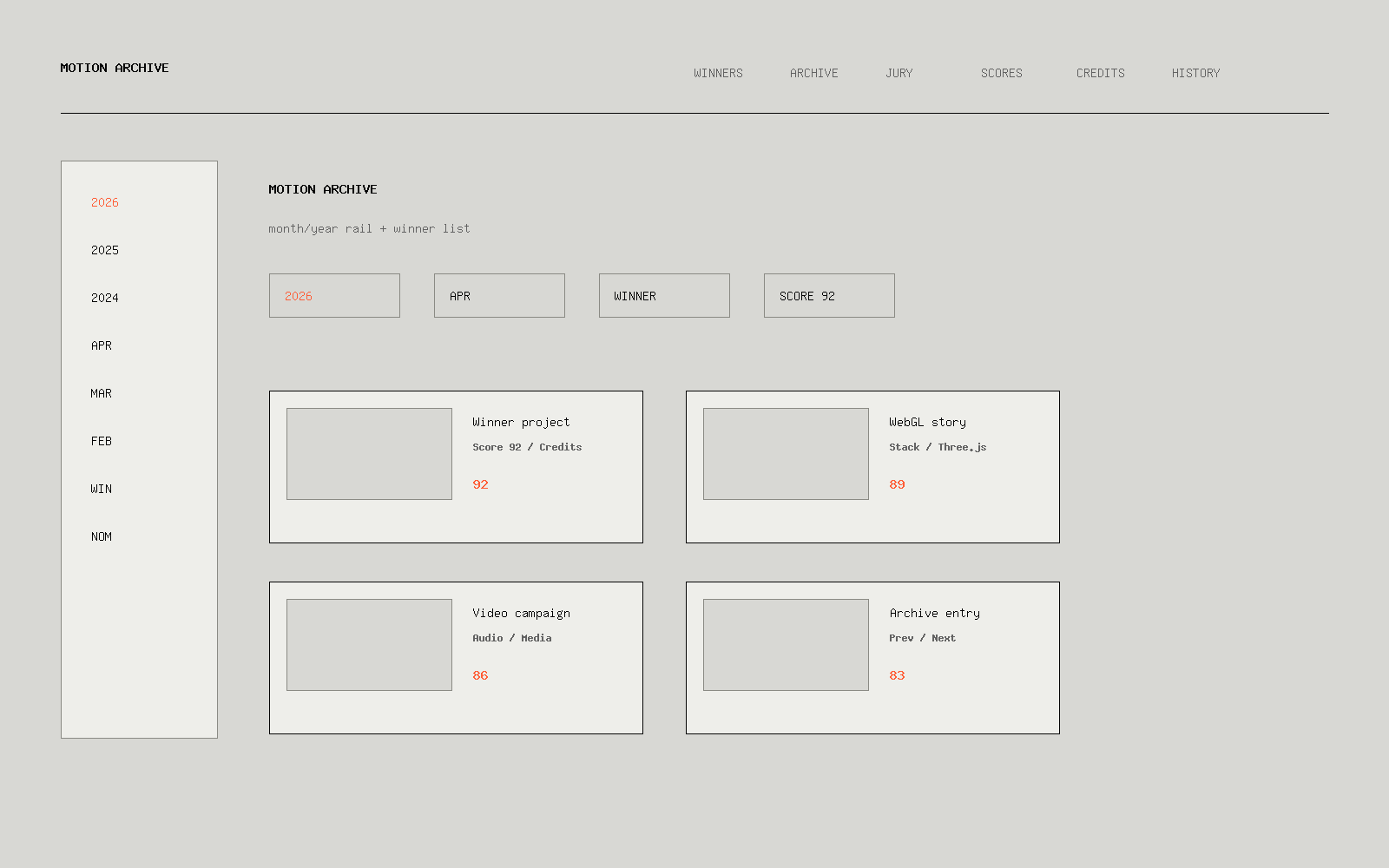 Motion Archive homepage preview