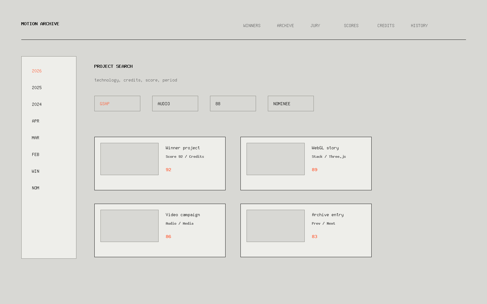 Motion Archive search results preview