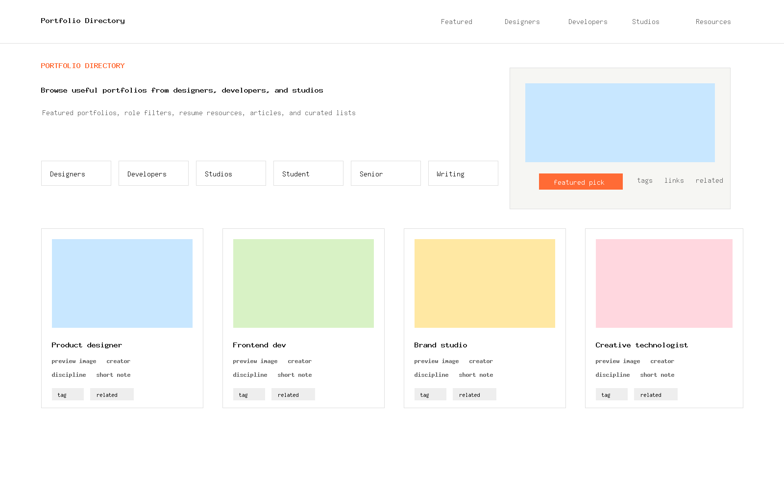 Portfolio Directory homepage preview
