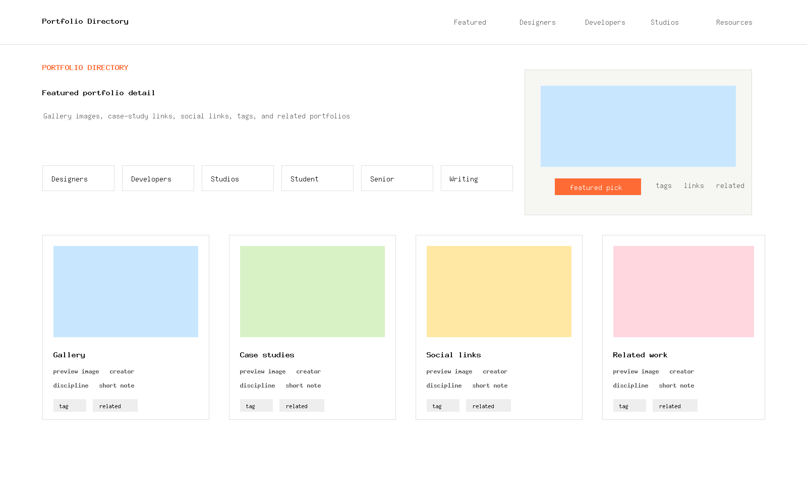 Portfolio Directory landing page preview