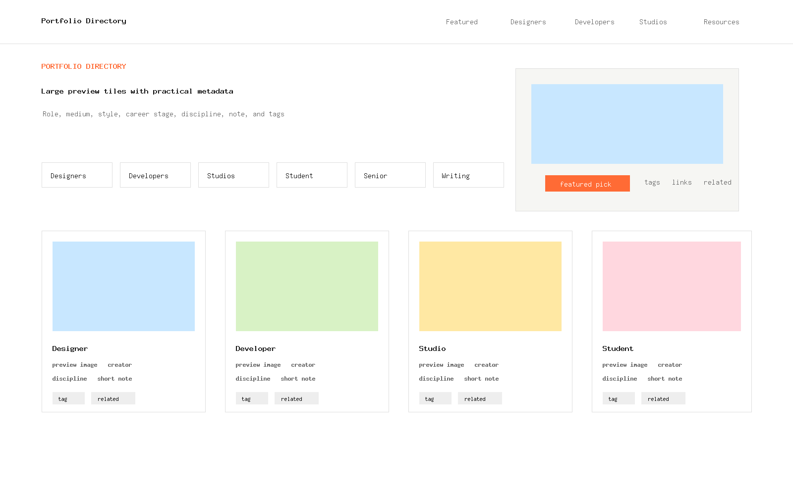 Portfolio Directory list page preview