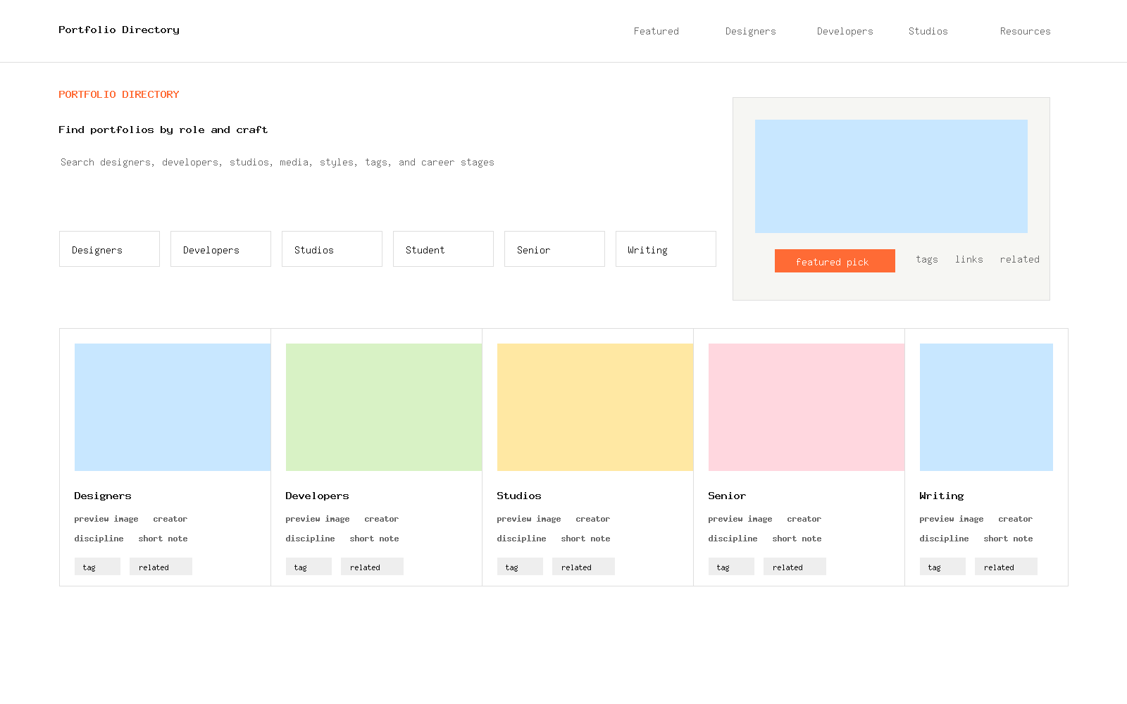 Portfolio Directory search results preview