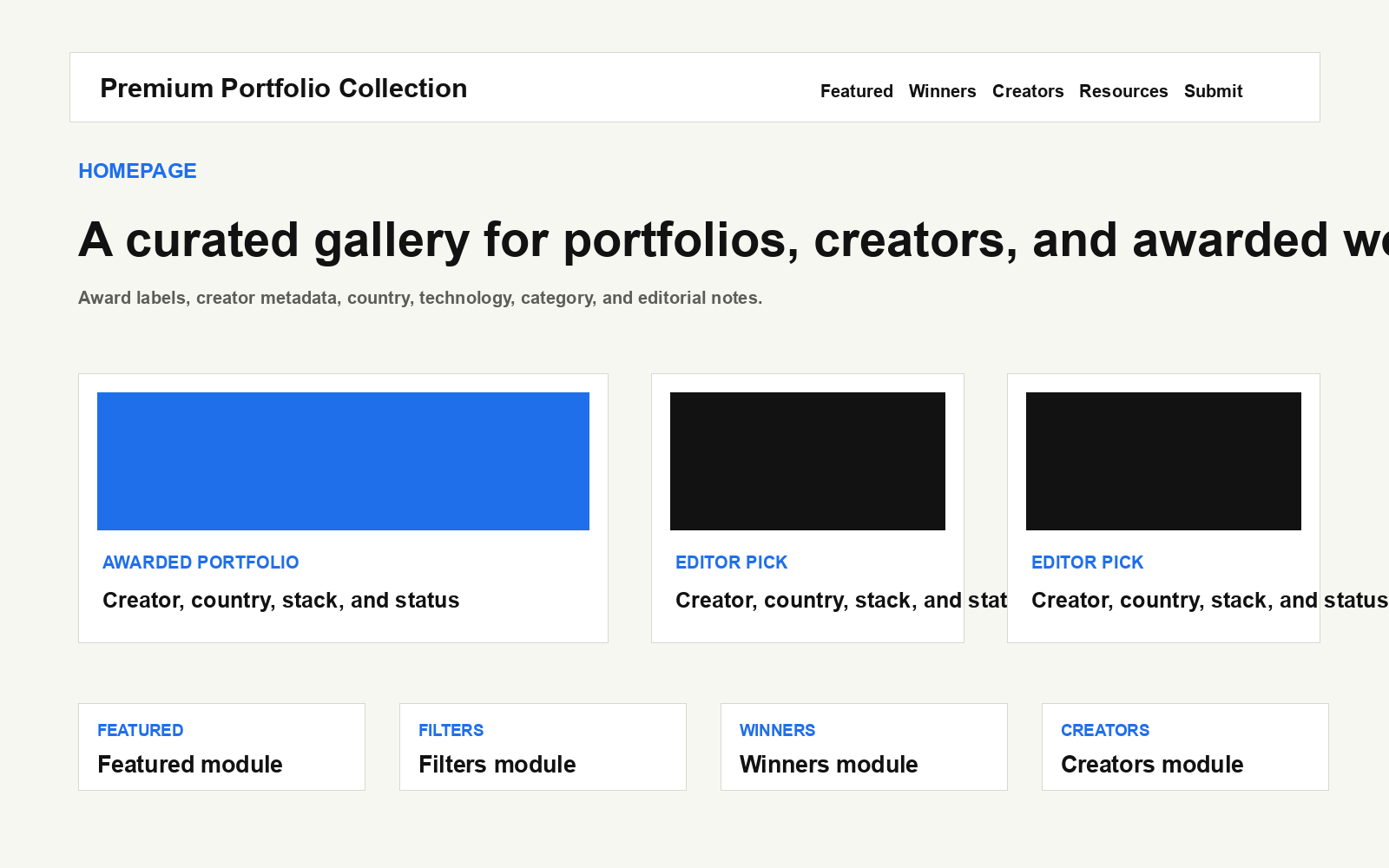 Premium Portfolio Collection homepage preview