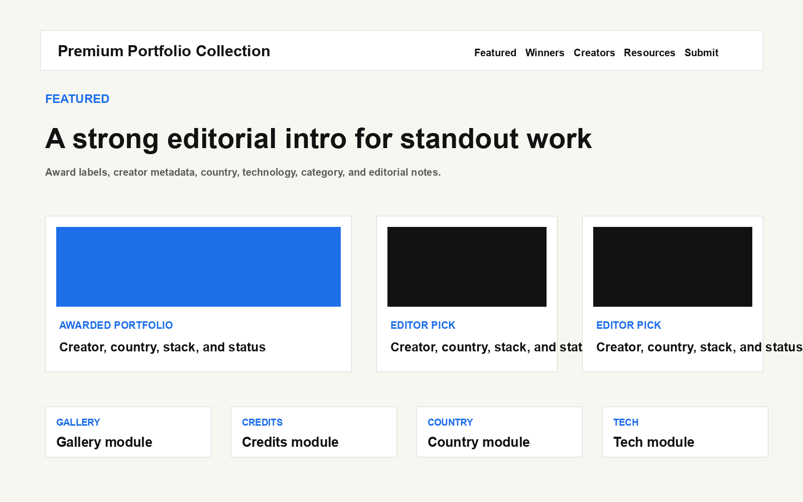 Premium Portfolio Collection landing page preview