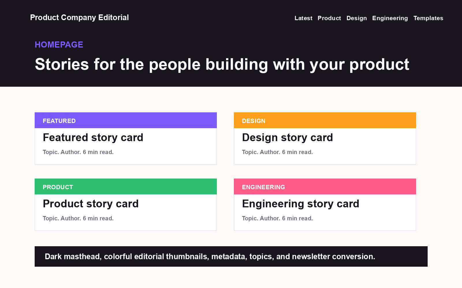 Product Company Editorial homepage preview