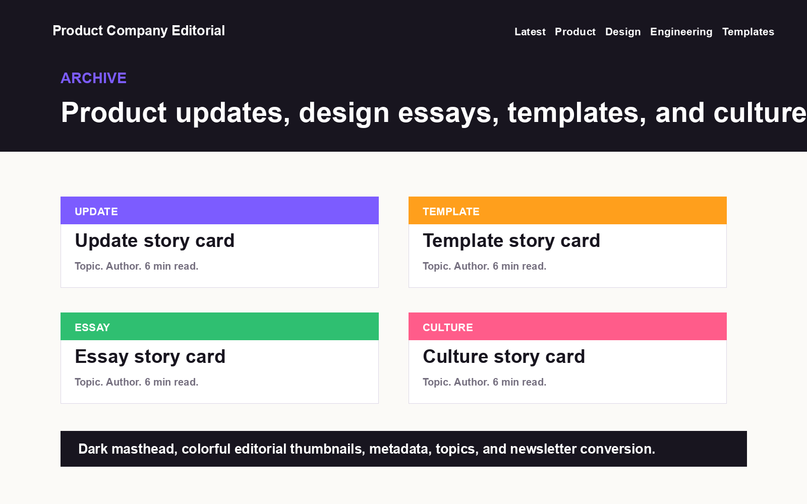 Product Company Editorial list page preview