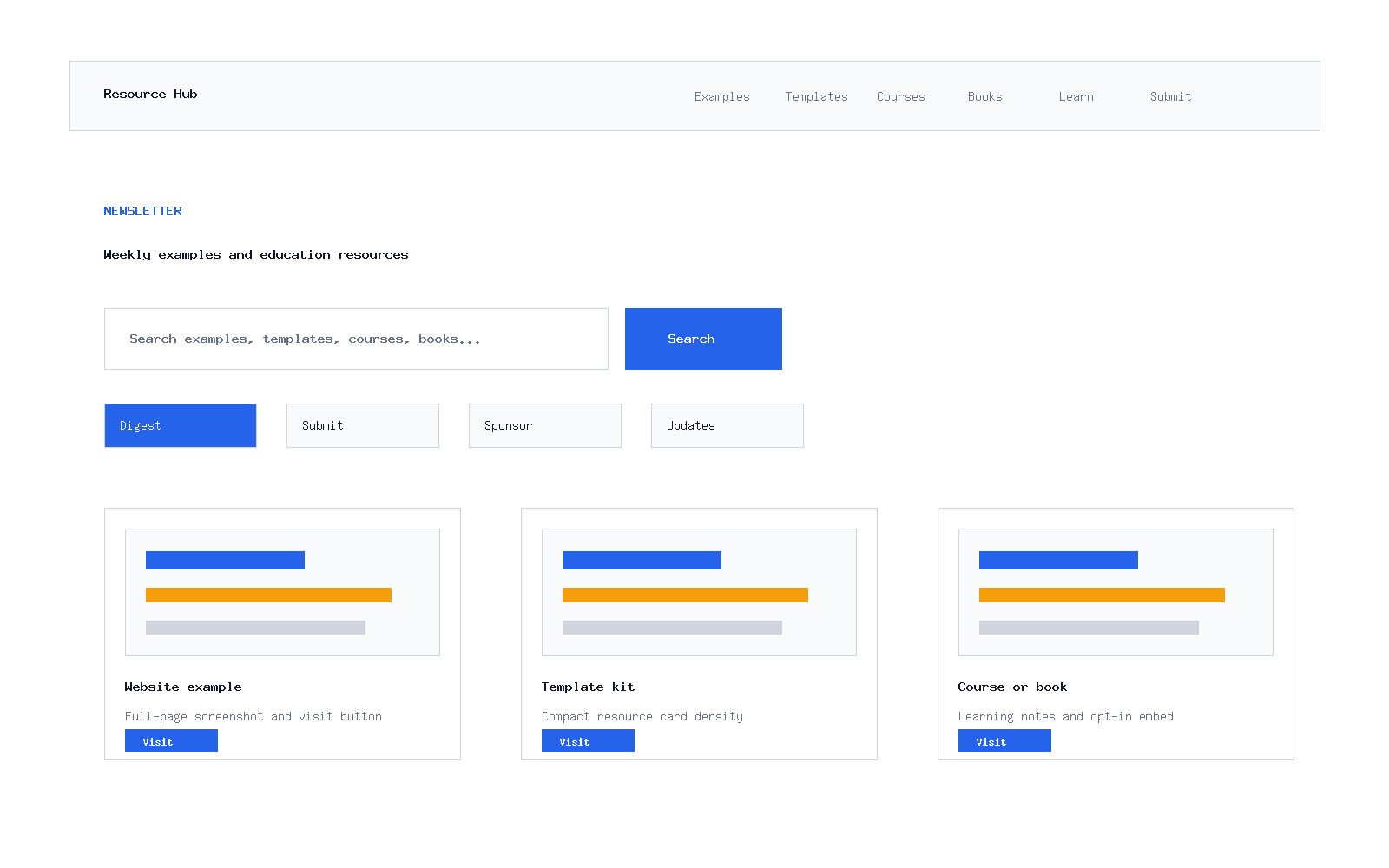 Resource Hub contact form preview