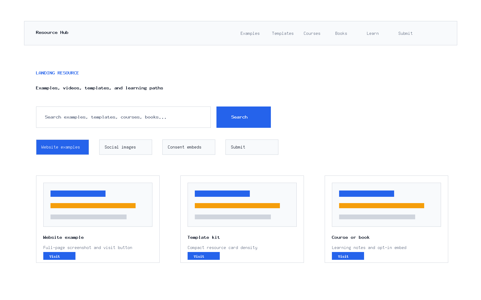 Resource Hub landing page preview