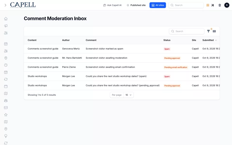 Comments preview