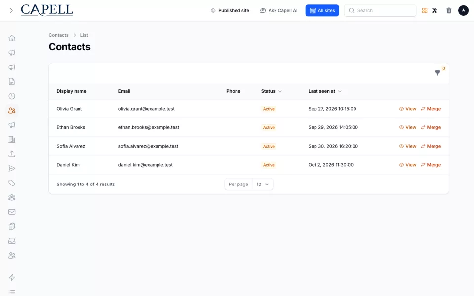 Contacts preview