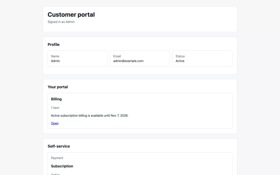 Customer Portal preview