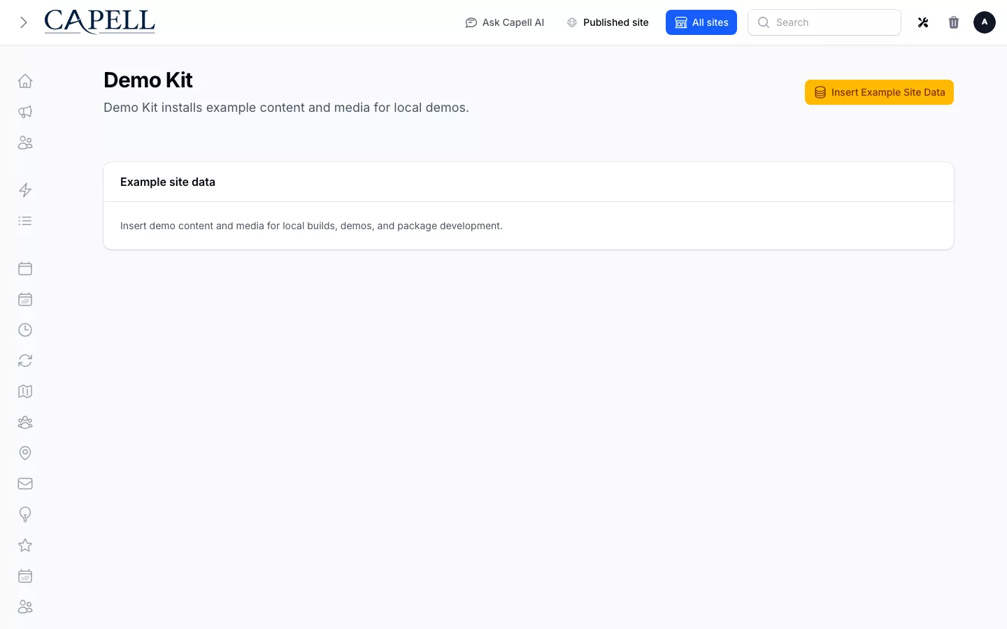 Demo Kit admin page for deterministic content generation