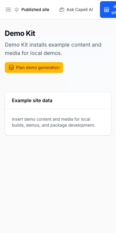 Demo Kit screenshot showing demo kit ready to plan on mobile.