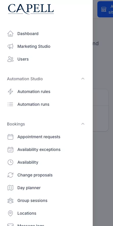 Demo Kit screenshot showing demo kit with navigation open on mobile.