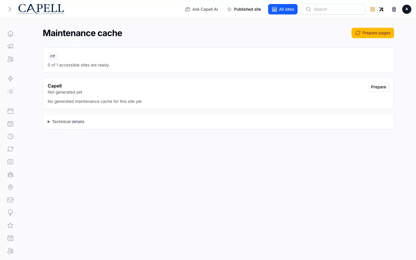 HTML Cache maintenance cache page