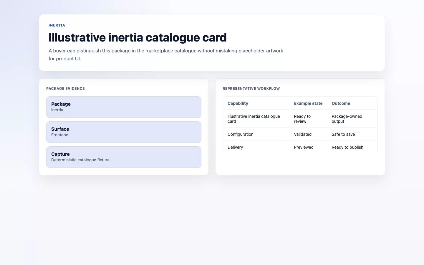 Capell Inertia screenshot showing illustrative inertia catalogue card.